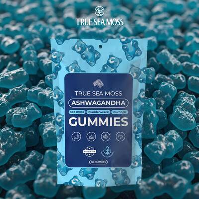 True Sea Moss Ashwagandha Gummies – With Bladderwrack, Burdock Root & Ashwagandha – 60 Vegan Gummies – Rich in Essentia...