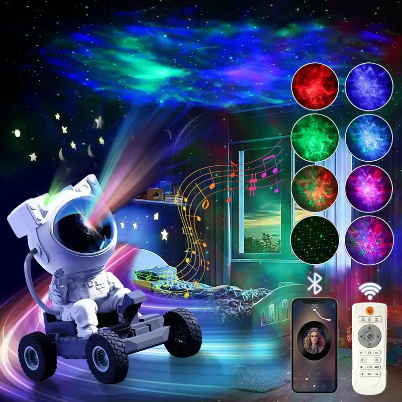 Astronaut Galaxy Projector 360° Adjustable Angle 17 Light Combinations with Bluetooth Speaker White Noise Starry Nebula Ceil...