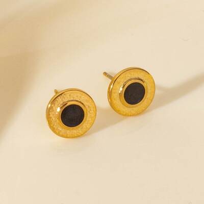 304 Stainless Steel Flat Round Stud Earrings