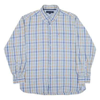 TOMMY HILFIGER Mens Shirt Blue Gingham Long Sleeve L