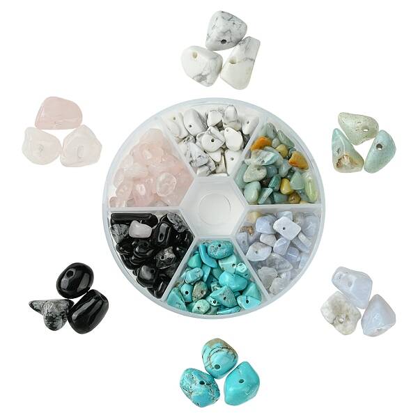60G 6 Styles Natural & Synthetic  Gemstone Beads Chips