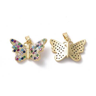 Brass Micro Pave Colorful Cubic Zirconia Pendants
