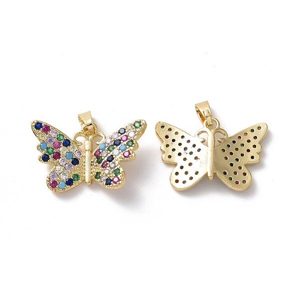 Brass Micro Pave Colorful Cubic Zirconia Pendants