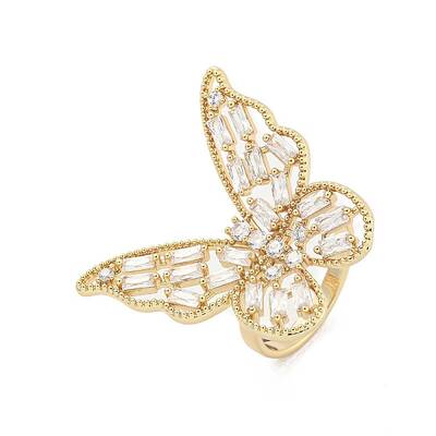 Brass Micro Pave Cubic Zirconia Cuff Rings