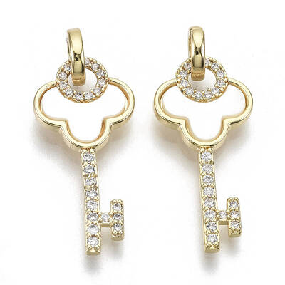Brass Micro Pave Cubic Clear Zirconia Pendants