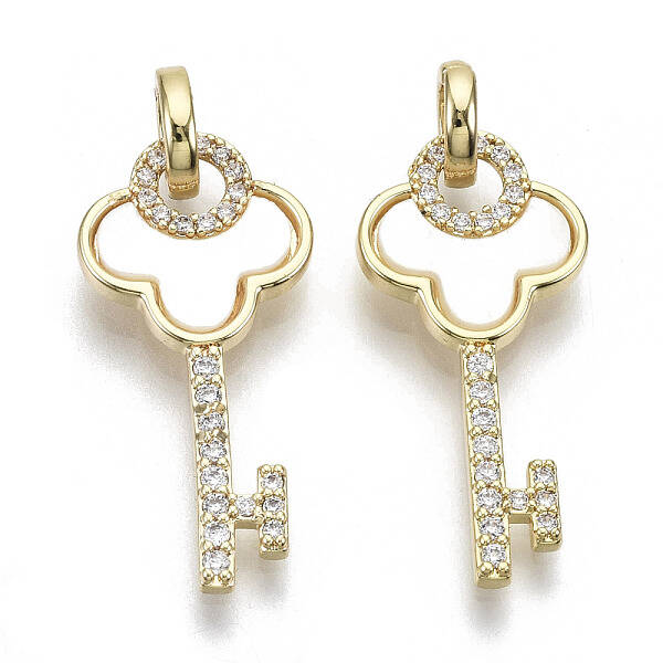 Brass Micro Pave Cubic Clear Zirconia Pendants