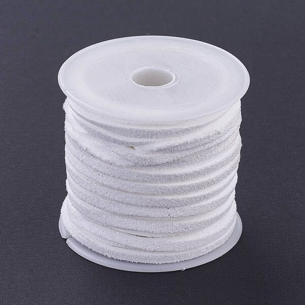 3x1.5mm White Flat Faux Suede Cord