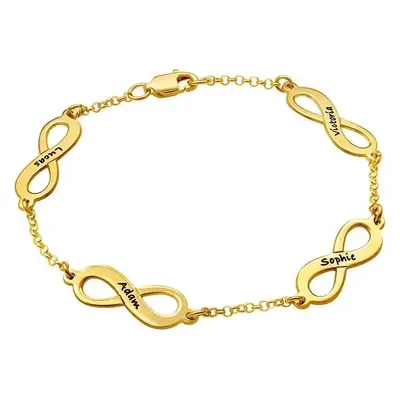 14K Gold Personalized Engraving & Infinity Symbol Charm Bracelet for Women
