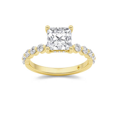Frost Shared Prong Princess Cut Lab Grown Diamond Engagement Ring | Yellow Gold 1 1/2 - 4 3/4 CT. TW.