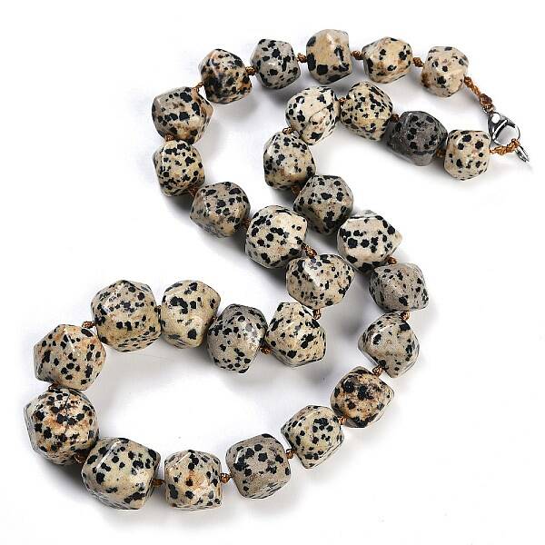 Natural Dalmatian Jasper Nuggets Beaded Necklaces for Women Men