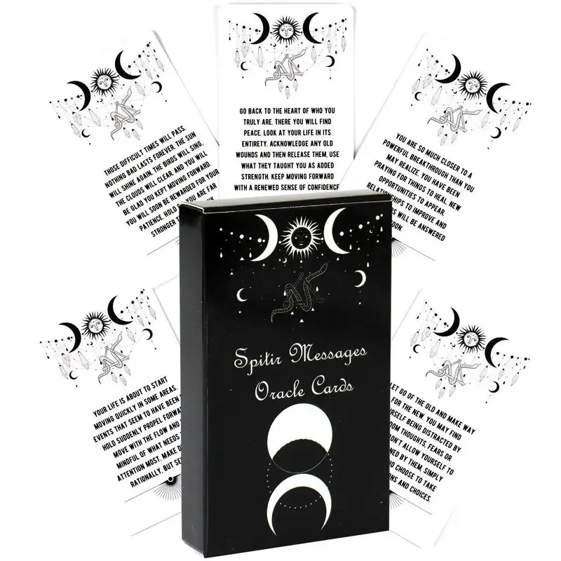 Moon & Sun Charm Oracle Card, Soul Message Tarot Card, Fortune Telling Paper Trading Game Card, Family Gathering Entertainmen...