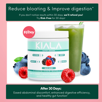 Kiala Nutrition Super Greens Powder - Digestive Health, Bloating Relief, Gut Health, Skin Care, with Spirulina (Mixed Berry)