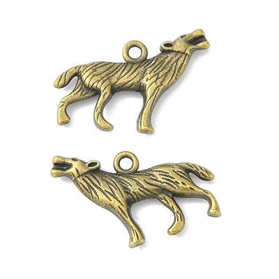 Tibetan Style Alloy Howling Wolf Pendants