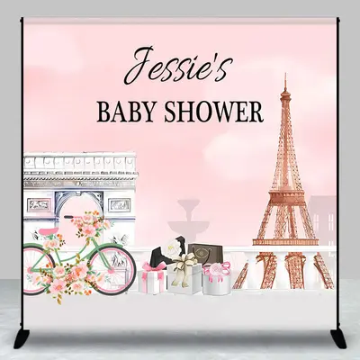 Personalized Paris Eiffel Tower Baby Shower Backdrop - Aperturee