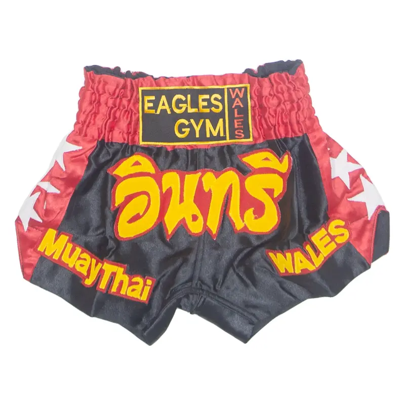 EAGLES GYM WALES Thai Boxing Boys Sports Shorts Black S W22