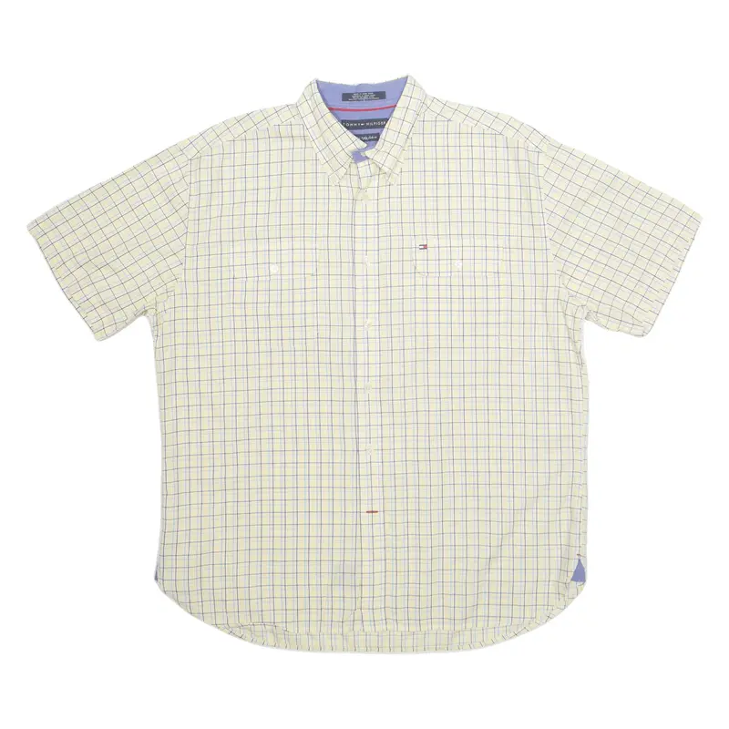 TOMMY HILFIGER Mens Shirt Yellow Check XL