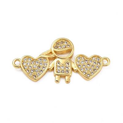 Brass Micro Pave Clear Cubic Zirconia Links Connectors