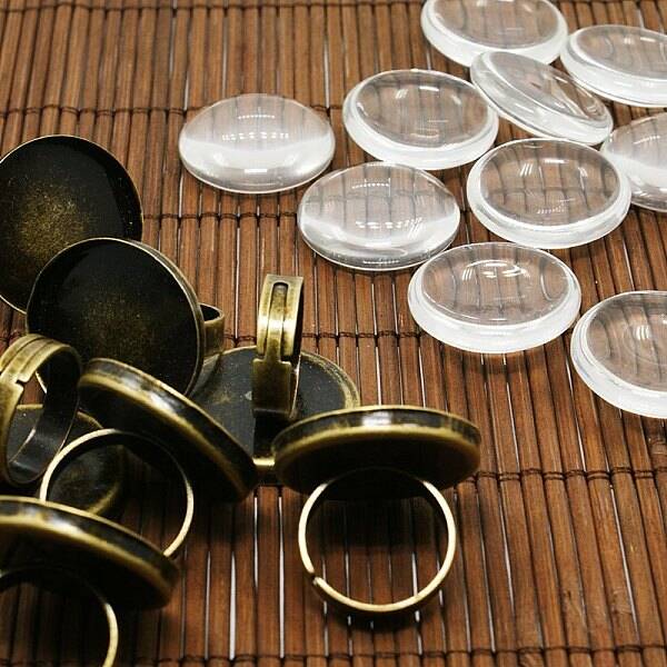 25mm Transparent Clear Domed Glass Cabochon Cover for Brass Portrait Ring Making