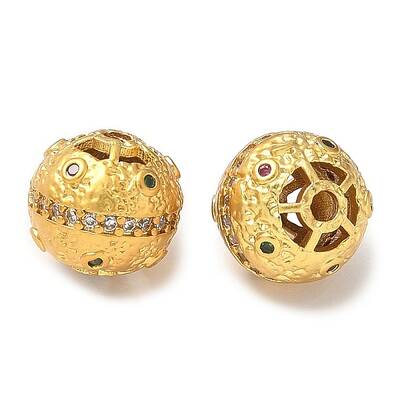 Brass Micro Pave Cubic Zirconia Beads