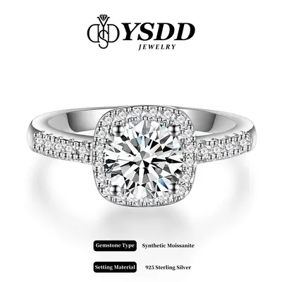 【#13 Classic】Solitaire Engagement Rings for Women Halo Ring Promise Rings for her 925 Sterling Silver for Women 0.5-2ct D...