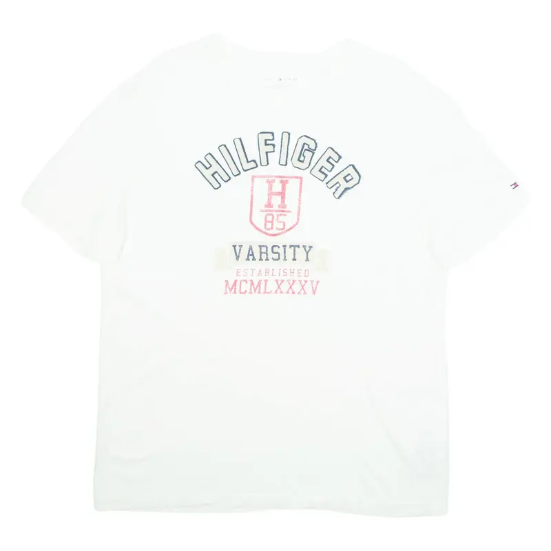 TOMMY HILFIGER Varsity Mens T-Shirt White USA L