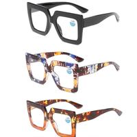 Fashionable Large Frame Anti-Blue Light Reading Glasses for Men and Women - Retro HD Design with Black and Multi-Color Patter...