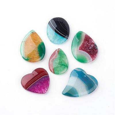 Dyed Natural Brazilian Agate Crystal Pendants