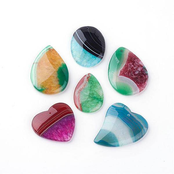 Dyed Natural Brazilian Agate Crystal Pendants
