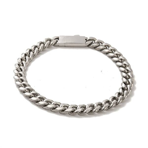 Non-Tarnish 304 Stainless Steel Cuban Link Chain Bracelets for Women Men