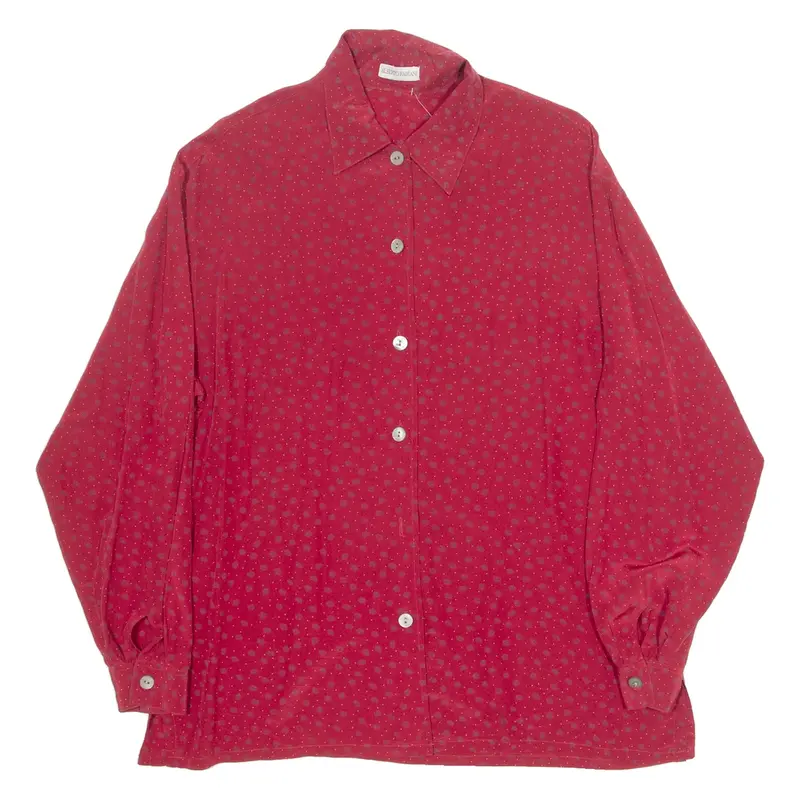 Womens Printed Blouse Red Long Sleeve Spotted XL