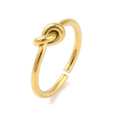Simple Knotted 304 Stainless Steel Open Cuff Ring for Women Men