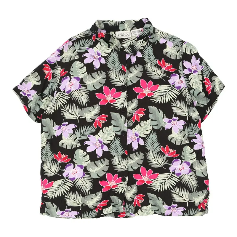 Basic Editions Patterned Shirt - XL Black Cotton