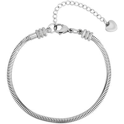 3Pcs 304 Stainless Steel European Round Snake Chain Bracelets