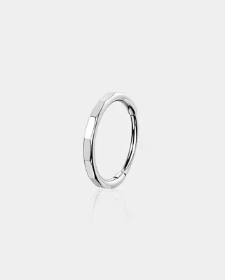Rectangular Cut Segment Nose Ring - Silver / 8mm