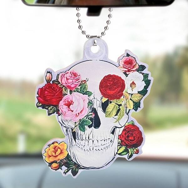 Skull with Flower Acrylic Pendant Decoration