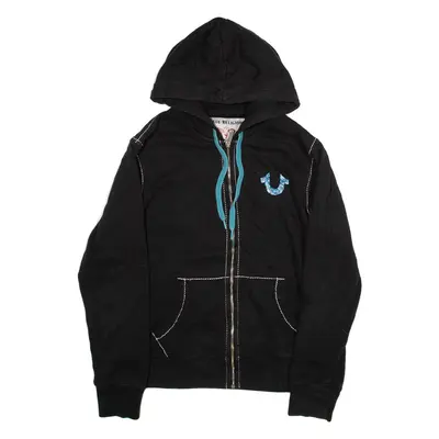 TRUE RELIGION Womens Black Hoodie Full Zip S