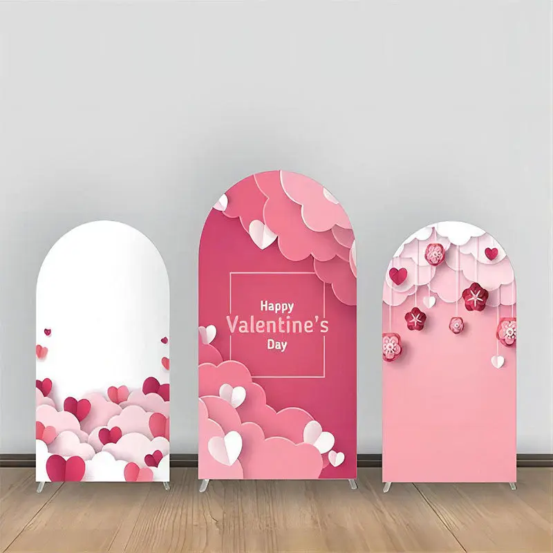 Pink Paper Heart Cloud Floral Arch Backdrop Kit - Aperturee