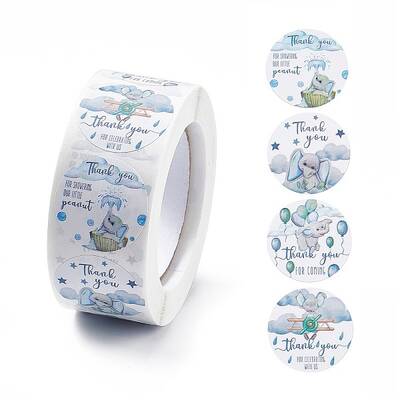 4 Patterns Paper Thank You Gift Sticker Rolls