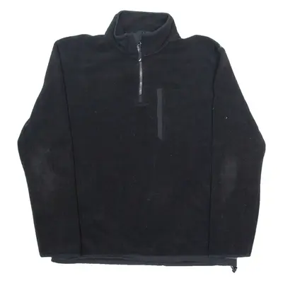 NAUTICA Mens Fleece Black 1/4 Zip Tight Knit L