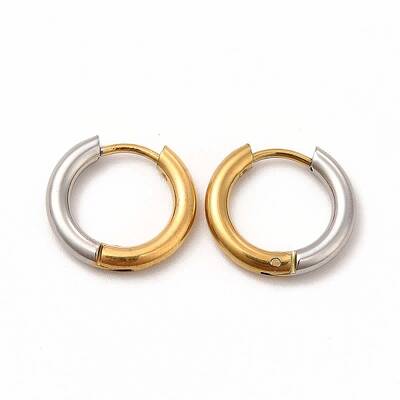 Two Tone 304 Stainless Steel Huggie Hoop Earrings for Women