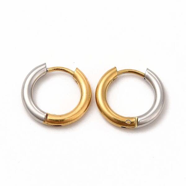 Two Tone 304 Stainless Steel Huggie Hoop Earrings for Women