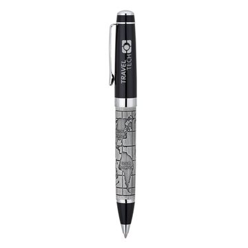 13 Custom Bettoni Ferrara Ballpoint Pen - Chrome & Antique Map