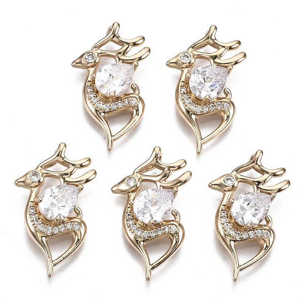 Brass Micro Pave Cubic Zirconia Pendants
