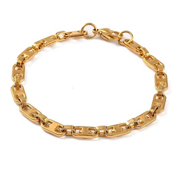 PVD Vacuum Plating 201 Stainless Steel Oval Link Chain Bracelets