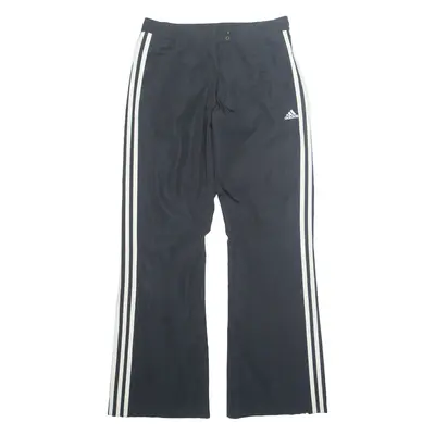 ADIDAS Mesh Lined Womens Track Pants Black Straight UK 10 W28 L31