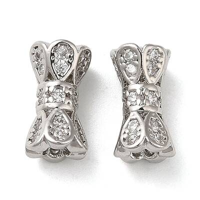Brass Micro Pave Cubic Zirconia Beads
