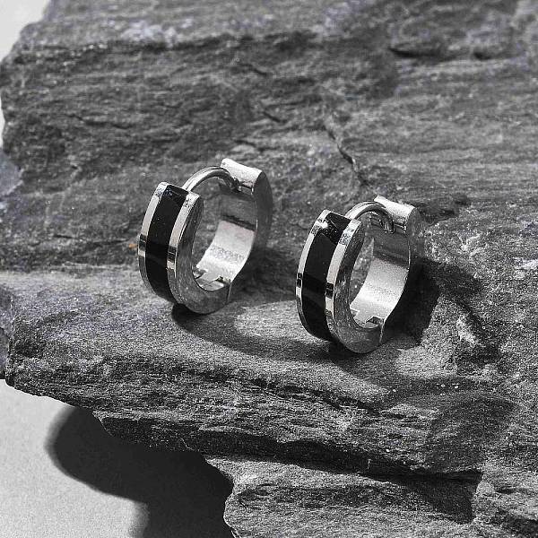 304 Stainless Steel Enamel Hoop Earrings