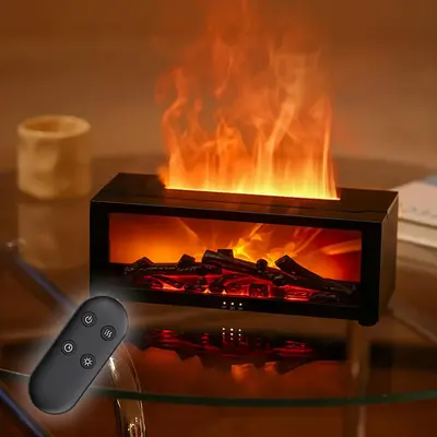 Fireplace Design Aromatherapy Diffuser, 150ML Ultrasonic Cool Mist Humidifier, 7 Colors Firelight Flame Diffuser with Remote,...