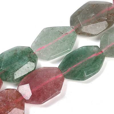 Natural Red & Green Strawberry Quartz Beads Strands