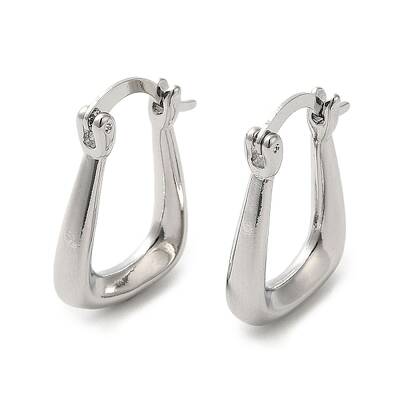 Rack Plating Brass Twist Trapezoid Hoop Earrings for Women